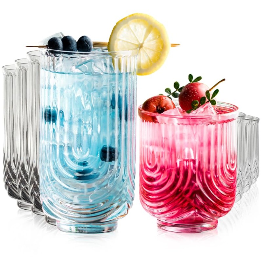 Art Deco Cocktail Glasses, Rib - Highball Glass Set 리뷰 및 가격