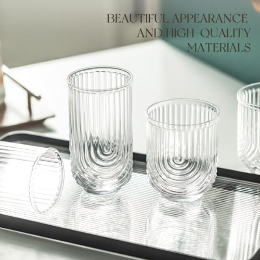 Art Deco Cocktail Glasses, Rib - Highball Glass Set 리뷰 및 가격