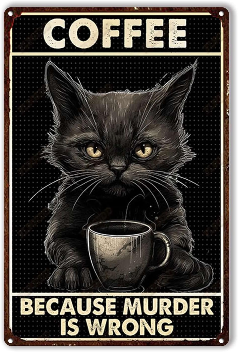 Tin Plaque Coffee cat Because  - Home Bar And Coffee 리뷰 및 가격