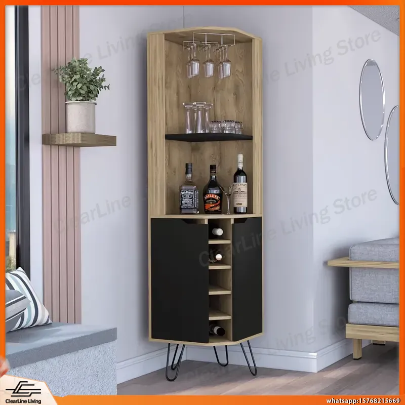 Corner Bar Cabinet with 6 Buil - Home Bar Shelves 리뷰 및 가격