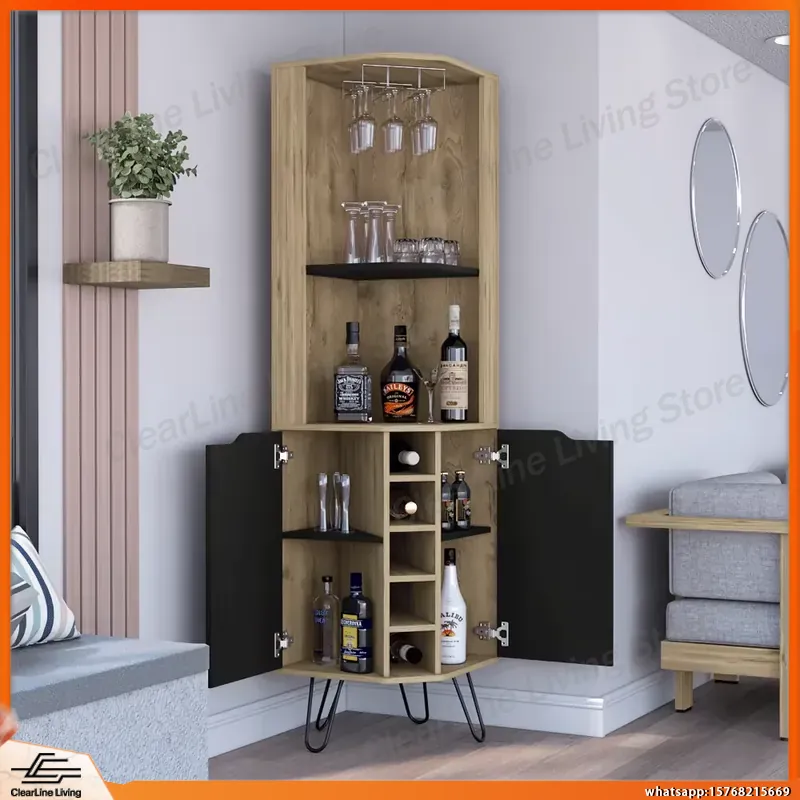 Corner Bar Cabinet with 6 Buil - Home Bar Shelves 리뷰 및 가격