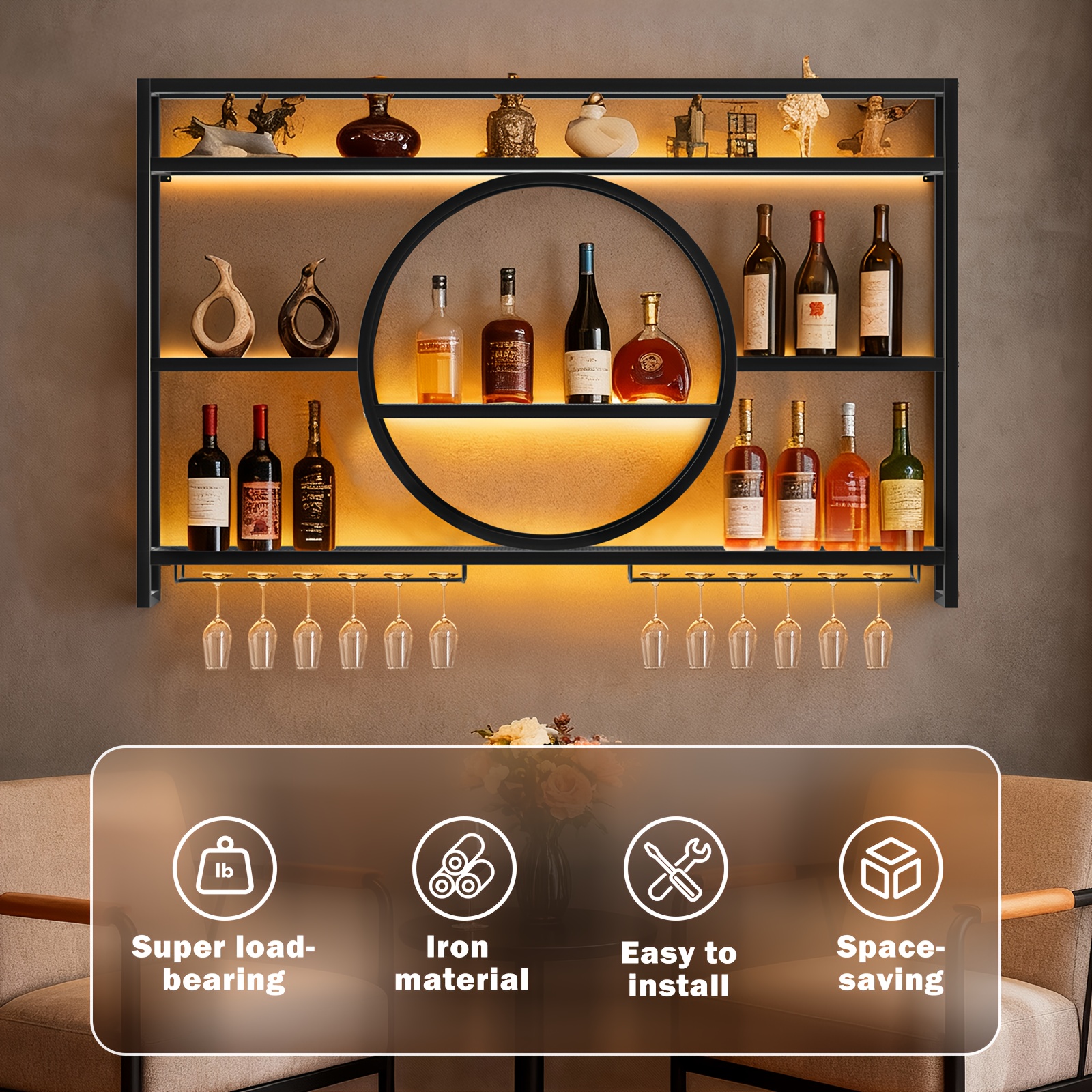 Stylish 3-Tier Wall-Mounted Me - Home Bar Shelves 리뷰 및 가격