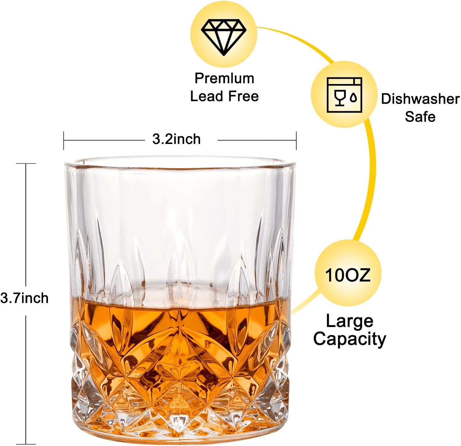 Whiskey Rocks Glass Set of 4 w - Old Fashioned Glass 리뷰 및 가격
