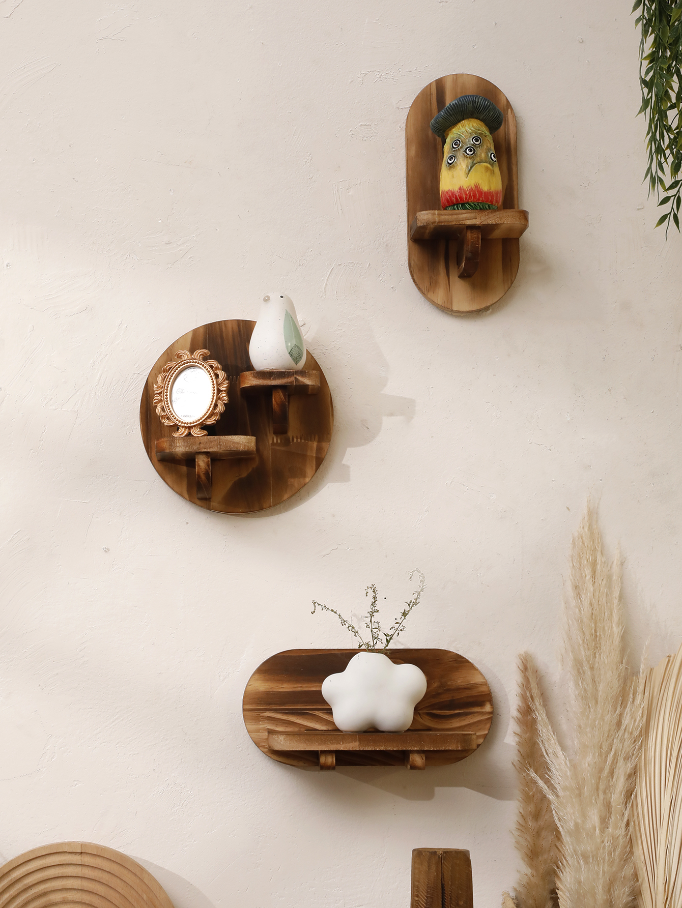 1/2-tier Wooden Shelves Oval C - Home Bar Shelves 리뷰 및 가격