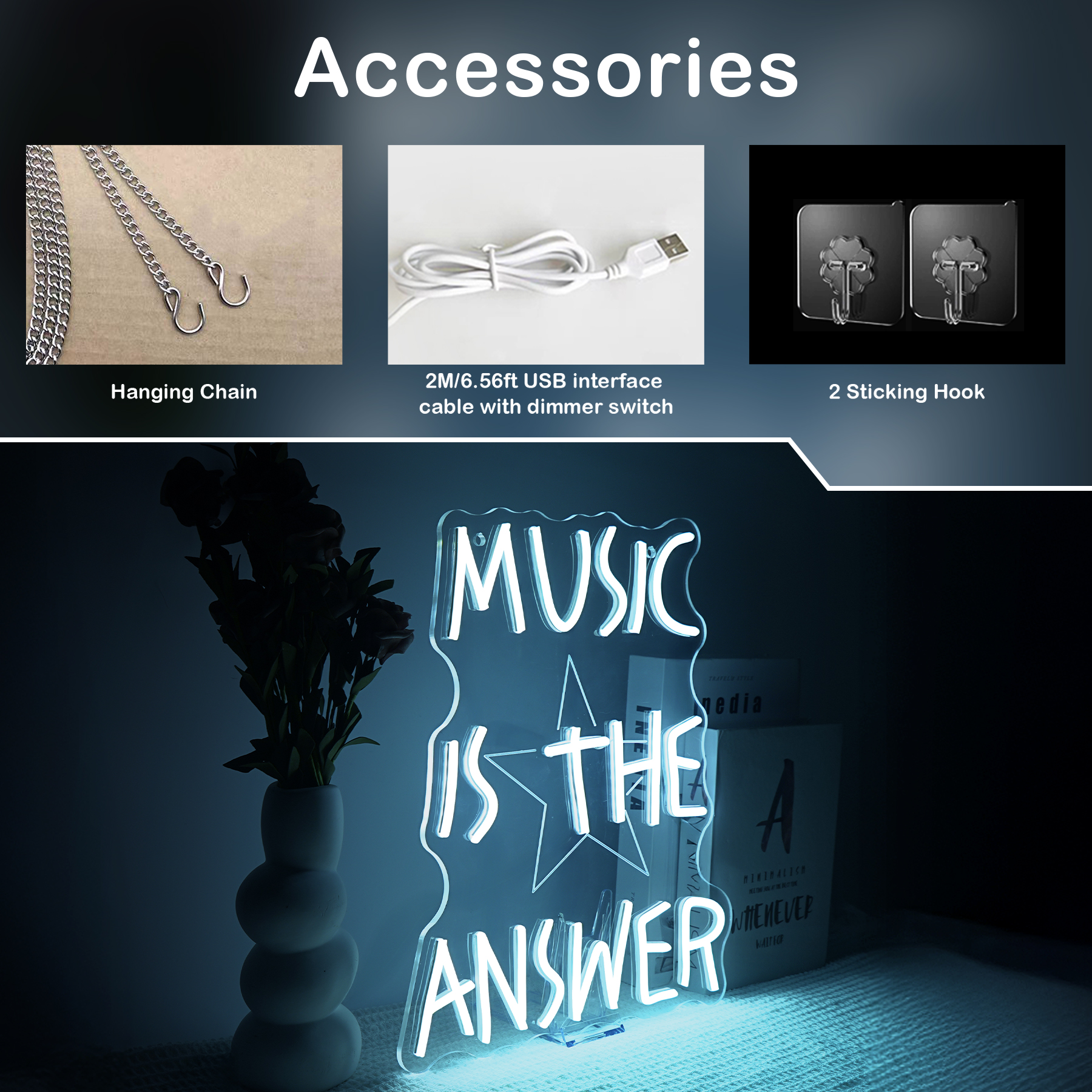 Music Is The Answer Neon Sign  - Home Bar Word 리뷰 및 가격